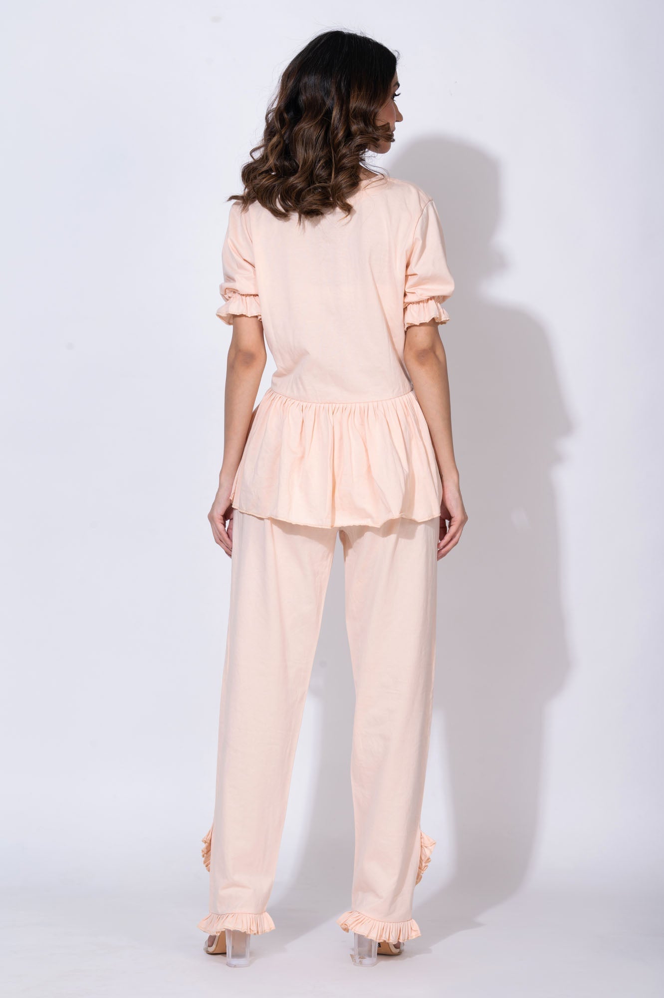 70's off-beat pink Peplum Set - Top