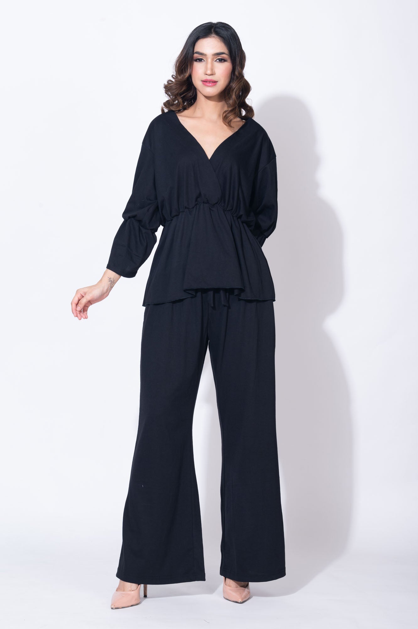 Midnight Blue Paradise Peplum Set - Pants