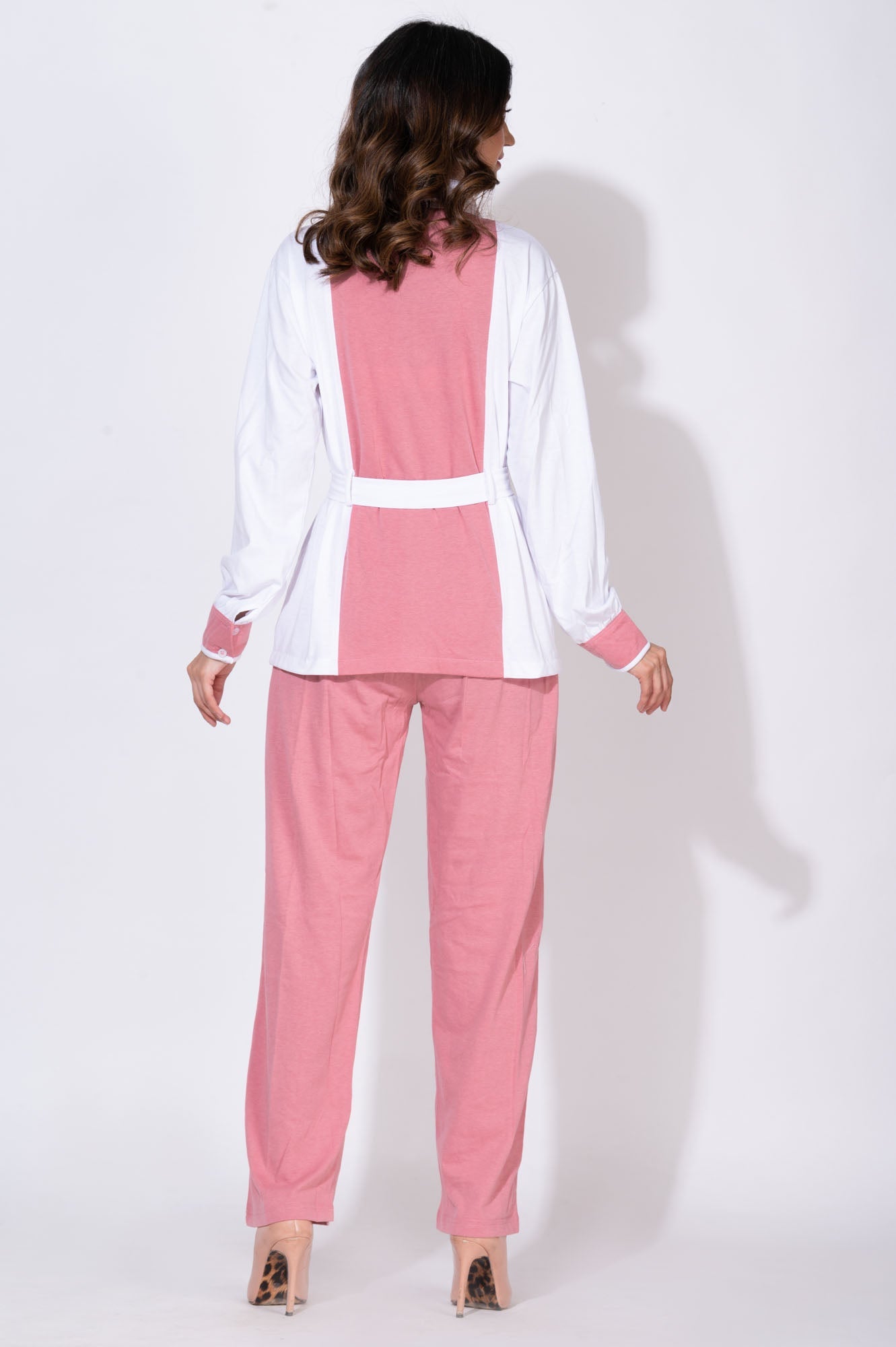 Parisian pink set with detailed belt - Pants