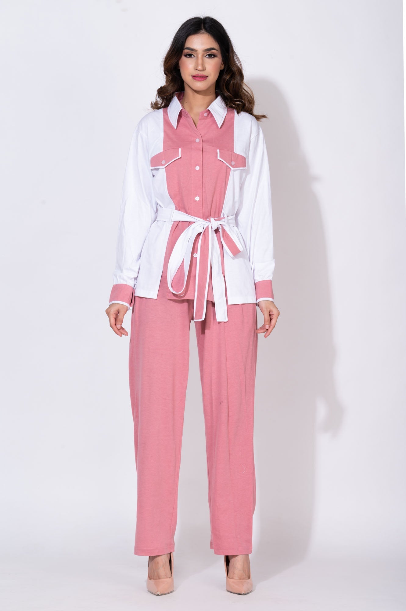 Parisian pink set with detailed belt